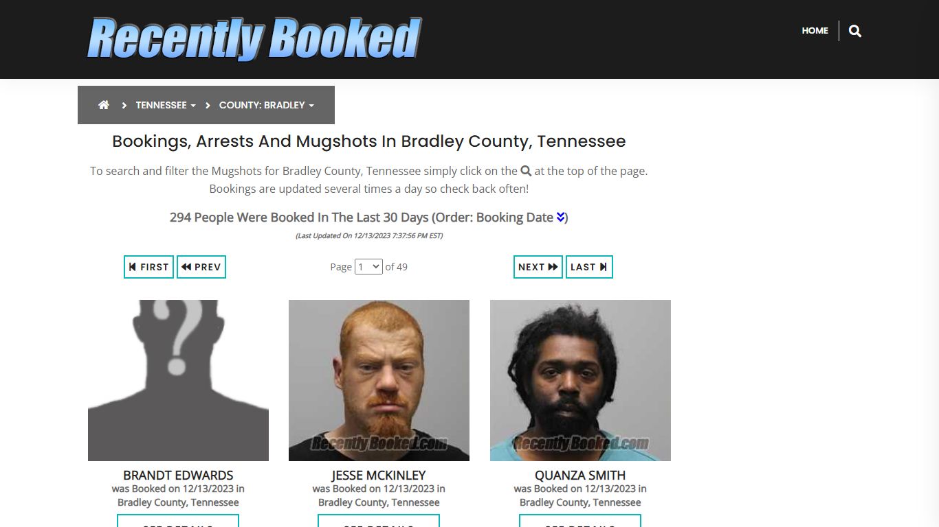 Bookings, Arrests and Mugshots in Bradley County, Tennessee